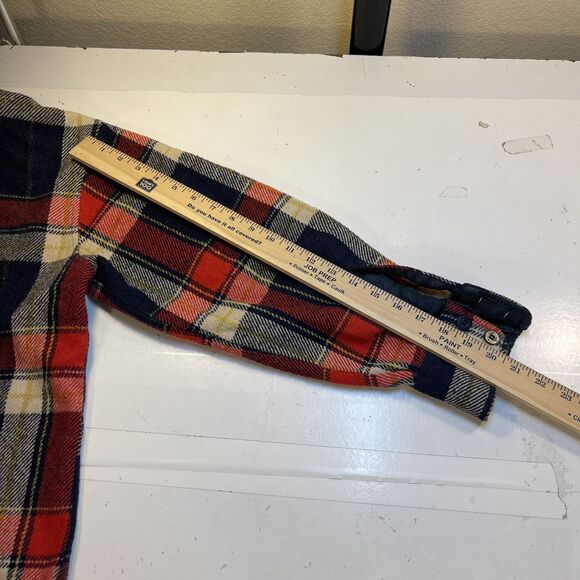 VINTAGE CPO OUTDOOR CAMP FLANNEL LUMBERJACK SHIRT JACKET Mens S Wool Linen Plaid - Picture 7 of 7